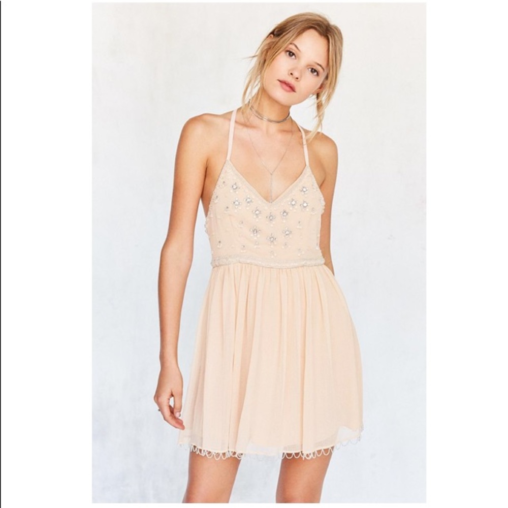 UO Kimichi Blue Snow Queen Embellished Mini Dress